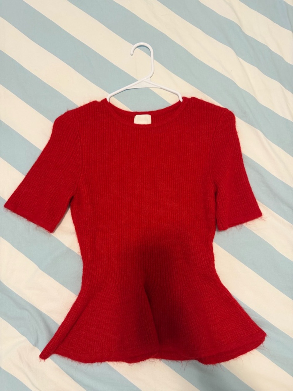 H&M Red Knit Peplum Sweater